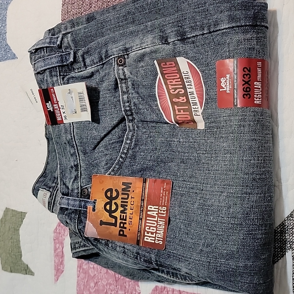 Lee Premium Select men's regular fit straight leg blue jeans NWT 36 x 32